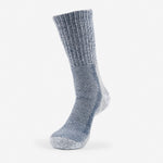 Thorlos hiking crew sock in navy and grey marl with cushioned heel and toe
