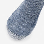 Thorlos navy blue hiking sock with cushioned heel and toe padding