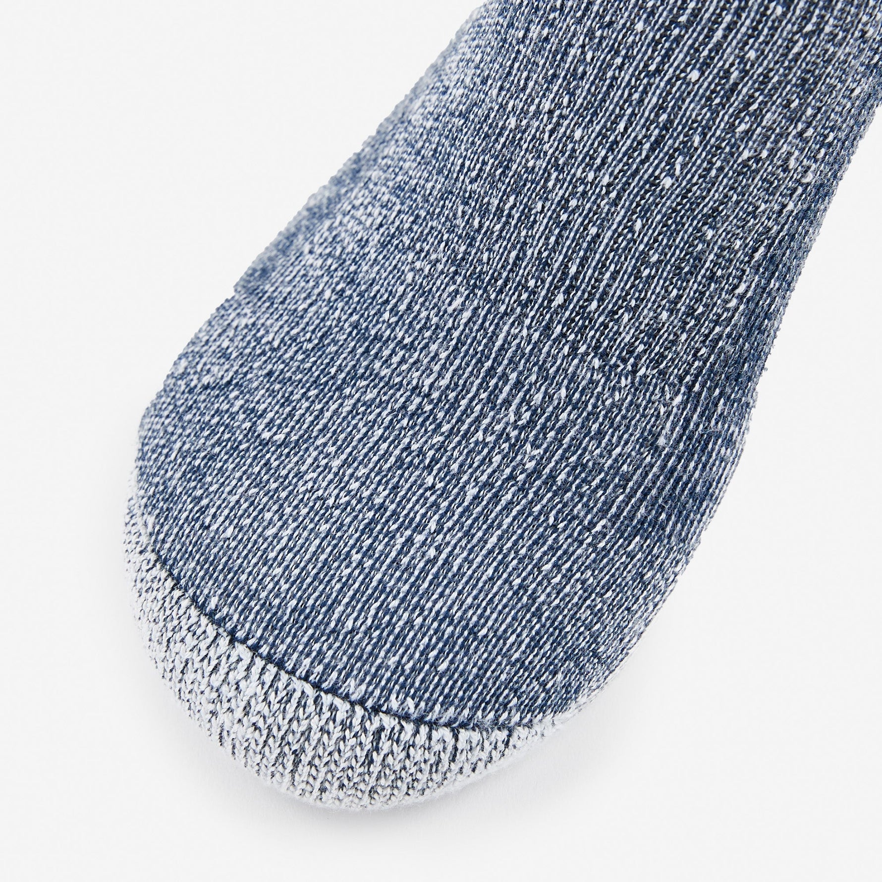 Thorlos navy blue hiking sock with cushioned heel and toe padding