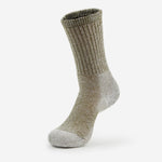 Thorlos men's olive green crew running sock with gray reinforced heel and toe