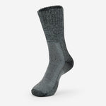 Thorlos hiking crew sock in heathered grey with reinforced heel and toe cushioning