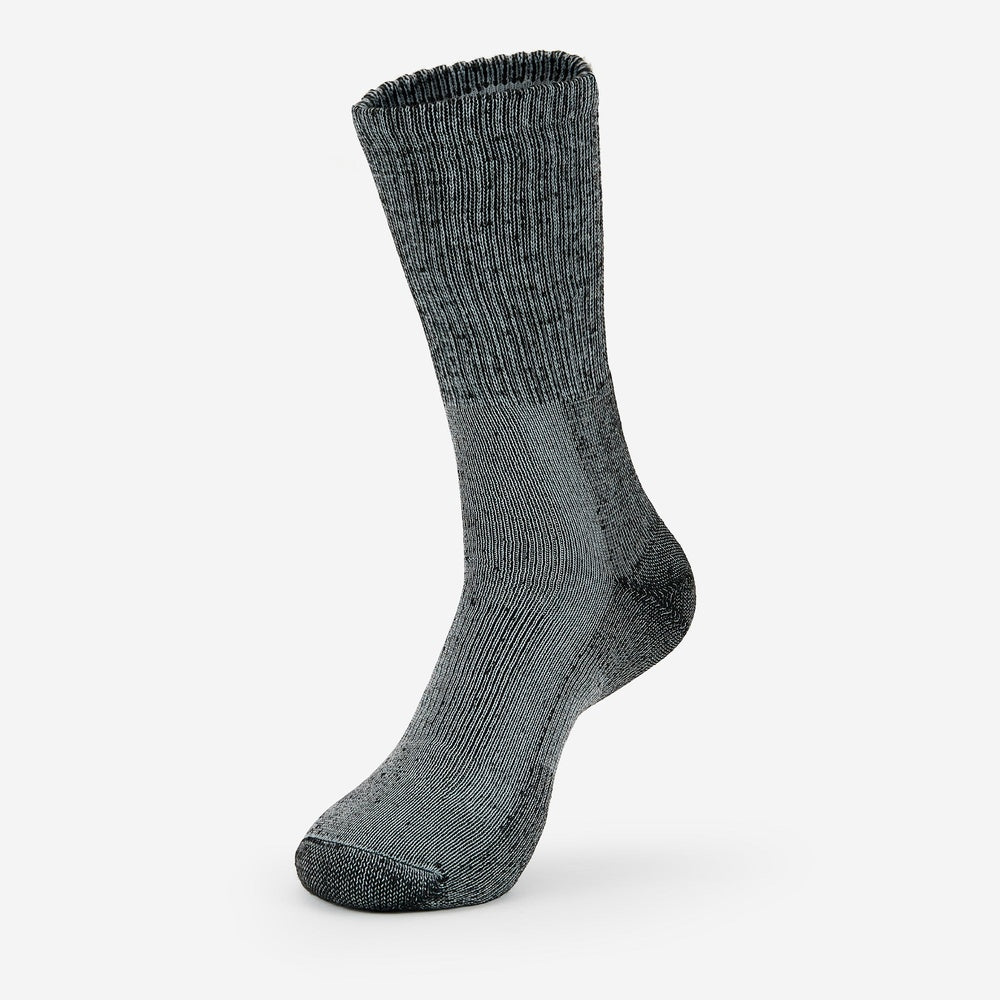 Thorlos hiking crew sock in heathered grey with reinforced heel and toe cushioning