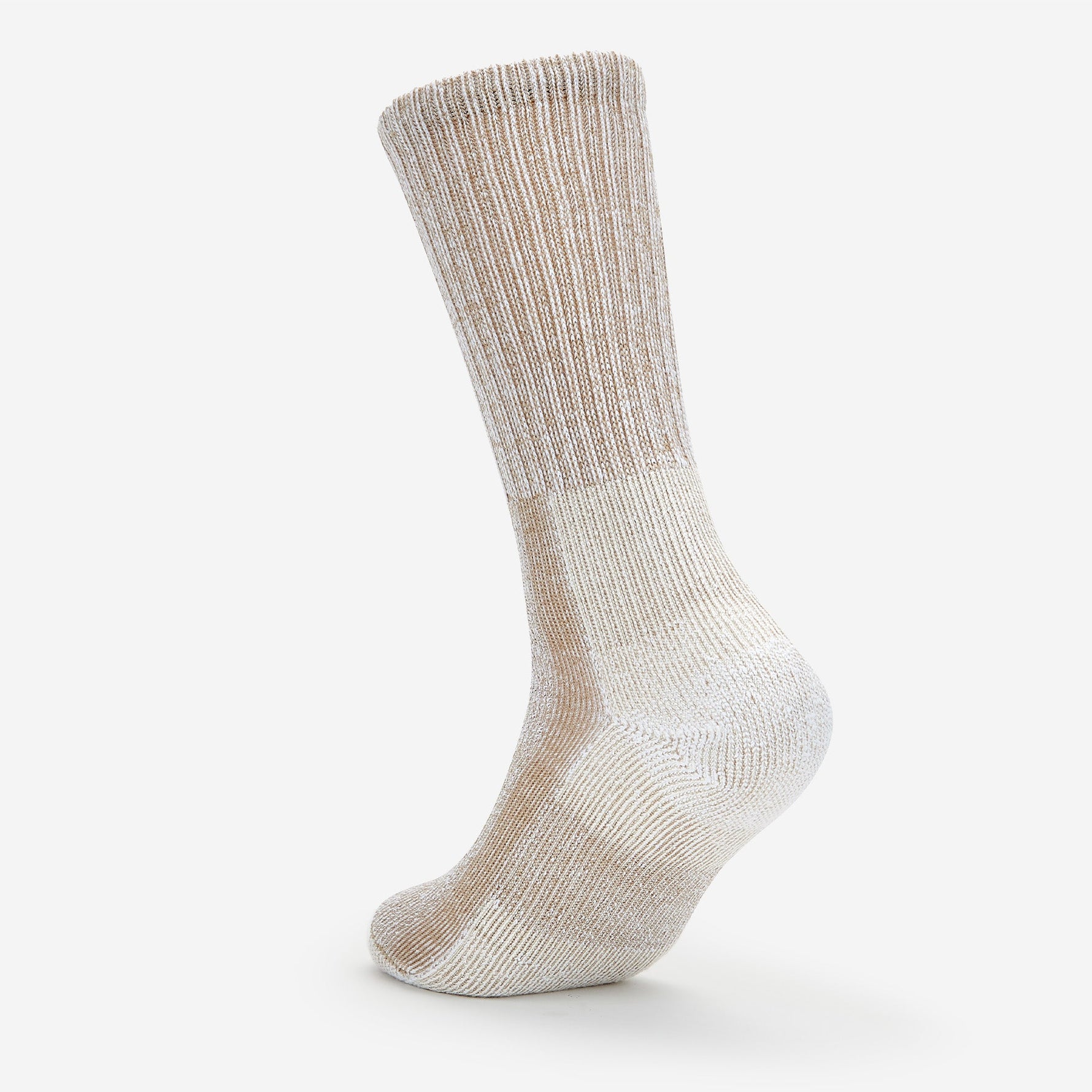 Thorlos men's light cushion crew running sock in khaki beige color