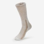 Thorlos LTH Light Hiking crew sock in walnut heathered tan standing upright on white background