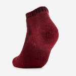 Thorlos hiking low cut ankle sock in burgundy marl on white background