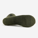 Thorlos hiking low cut sock in forest green shown from sole angle on white background