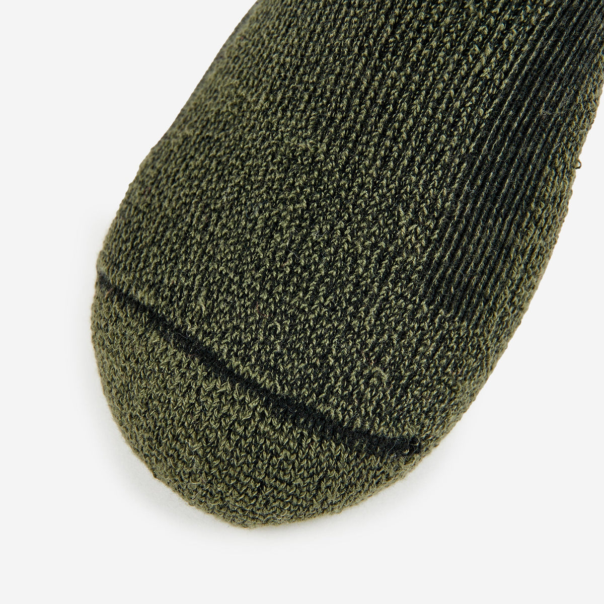 Thorlos hiking low cut sock in forest olive green with black marl knit texture