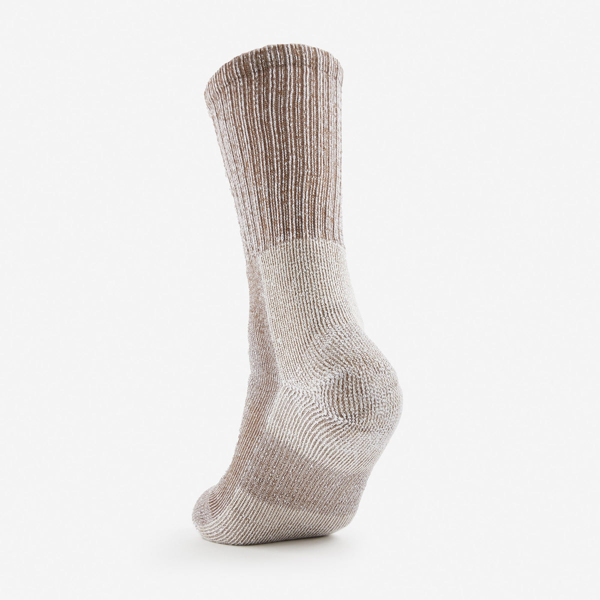 Thorlos Women's Moderate Cushion Crew Hiking Sock in brown and white wool silk blend