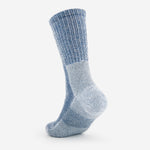 Thorlos hiking crew sock in Night Navy blue marl, shown from rear angle
