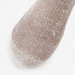 Thorlos women's light hiking mini crew sock in khaki heathered fabric close-up view
