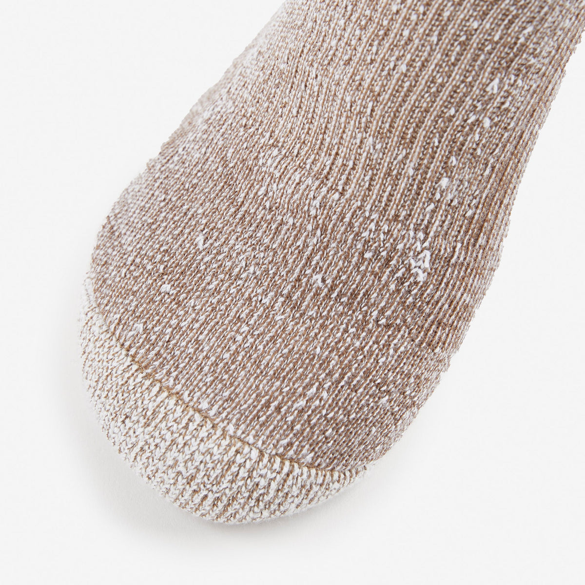 Thorlos Light Hiking crew sock in khaki heather showing toe and cushioned sole detail