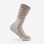 Brown tan heathered crew sock with ribbed cuff on white background