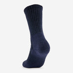 Thorlos Women's navy blue moderate cushion crew hiking sock rear view