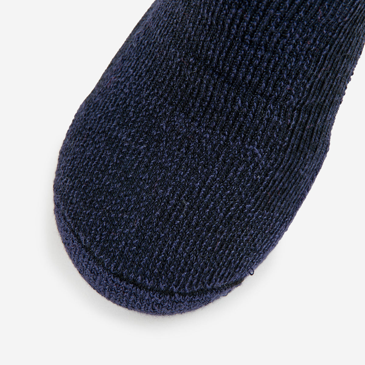 Thorlos Hiking Crew Moderate Padding Sock in Night Navy close-up toe detail