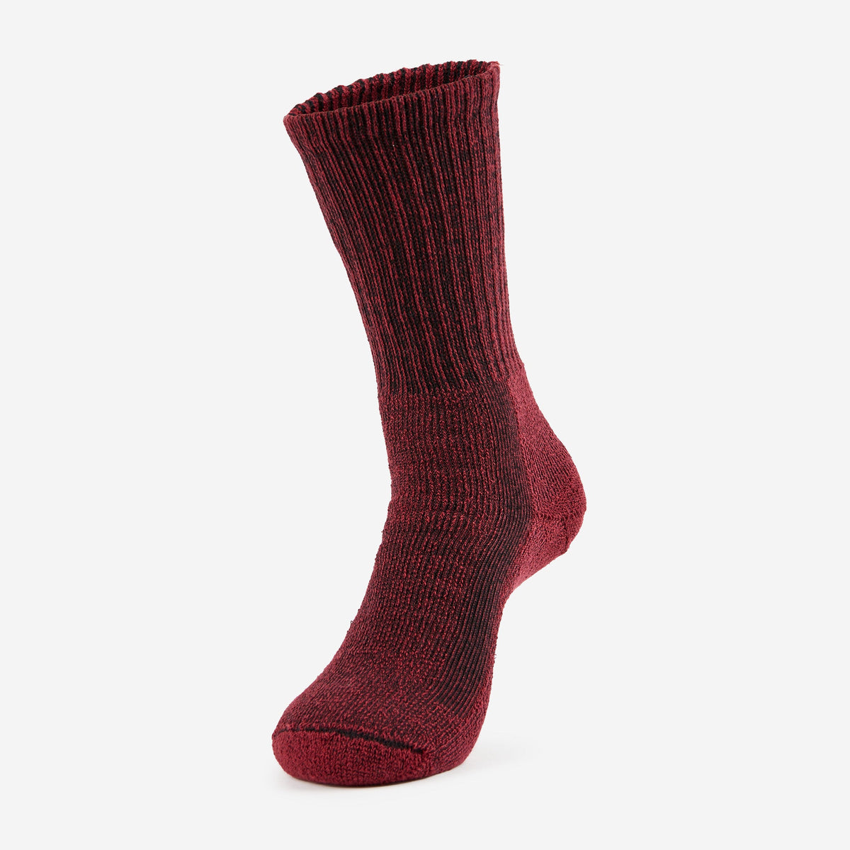 Thorlos Women's crew hiking sock in burgundy black marl wool silk blend