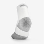 Thorlos women's white ankle walking sock with gray cushioned heel and toe padding