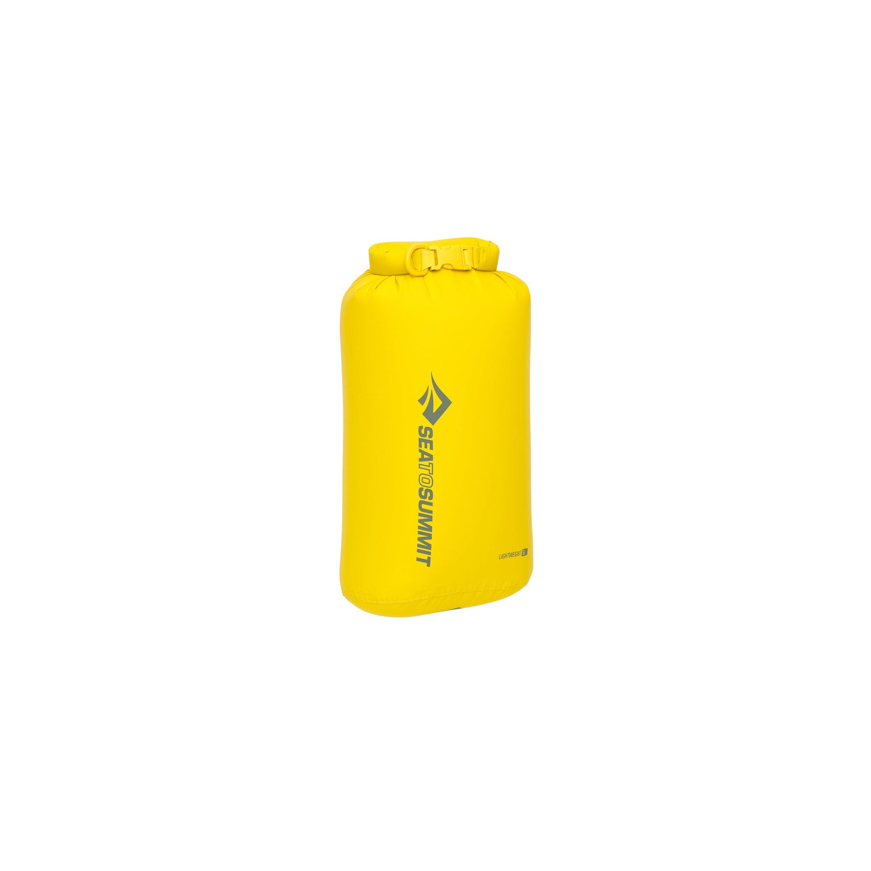 Sea To Summit yellow lightweight dry bag with roll-top closure on white background