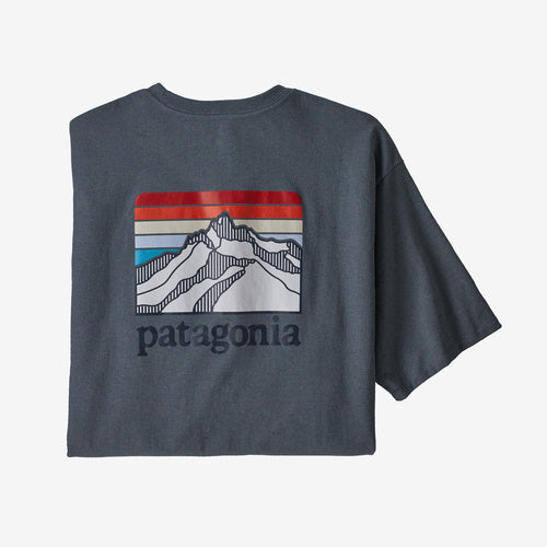 Patagonia Men's Line Logo Ridge Pocket Responsibili-Tee in Plume Grey