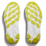 Hoka Clifton 9 running shoes in Ice Water Evening Primrose colorway showing sole view