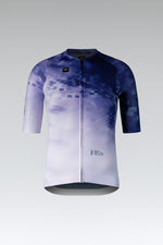 Gobik CX Pro cycling jersey with blue purple gradient digital pattern