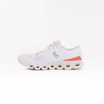 On Cloud X 4 women's running shoe in ivory white with salmon coral accent stripe