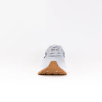 Brooks Ghost 16 running shoe in white and grey with navy accents, front view