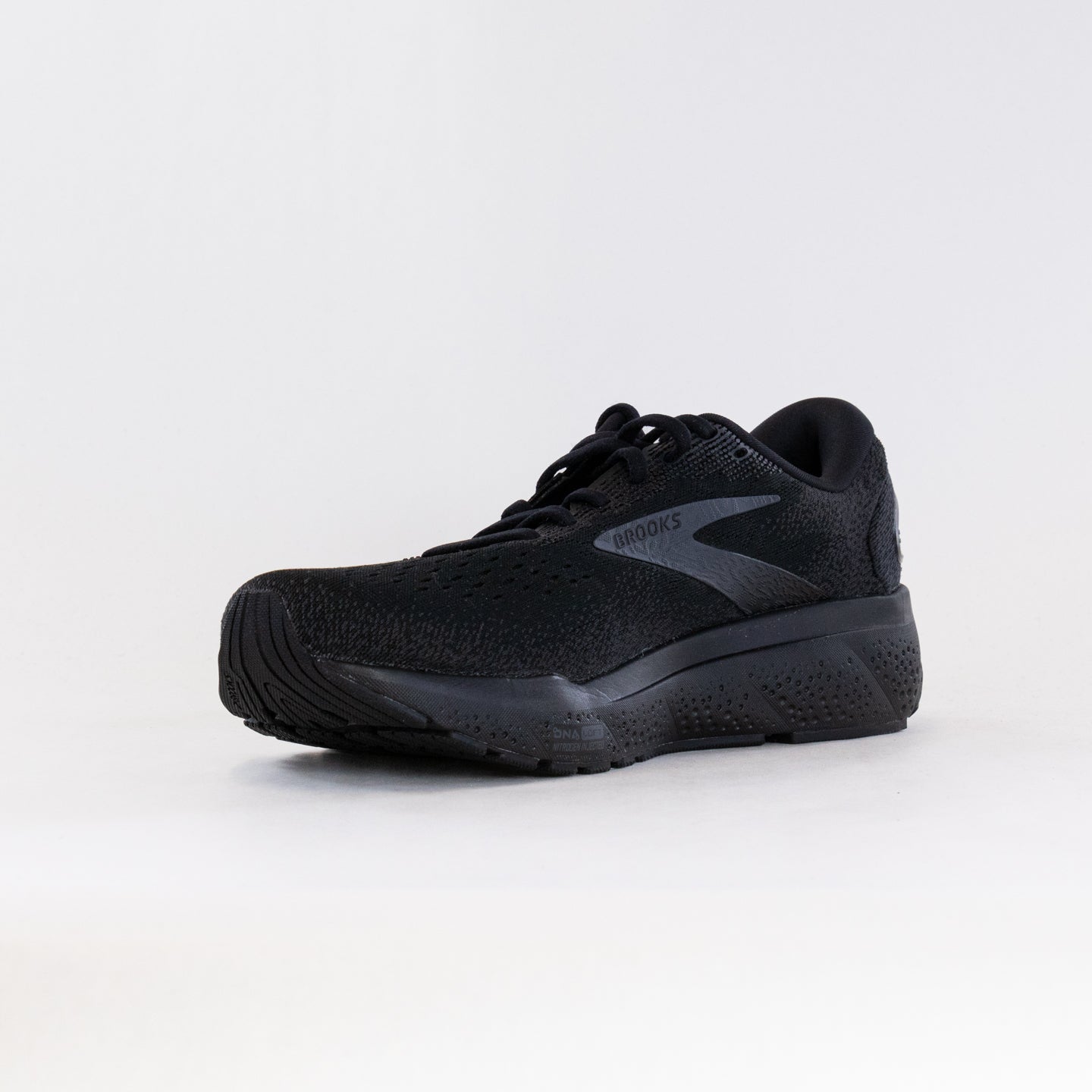 Brooks Ghost 16 men's running shoe in black with dark gray accents