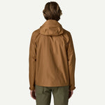 Patagonia Men's Torrentshell 3L Jacket in Deer Brown, rear view showing hood and back panel