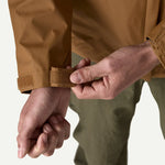 Patagonia Torrentshell 3L Jacket Deer Brown close-up of Velcro cuff adjustment being fastened