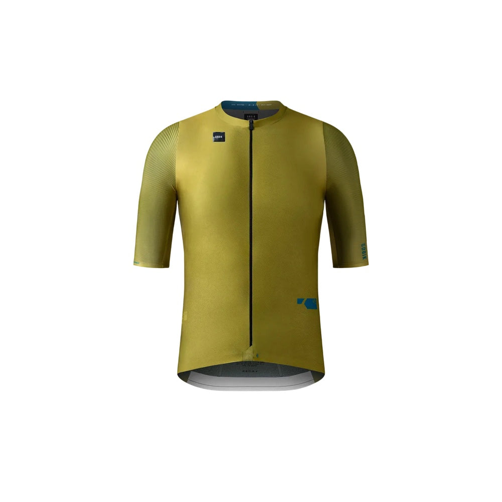 Gobik Attitude 2.0 men's cycling jersey in split green colorway with full zip