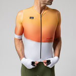Gobik Attitude2.0 men's cycling jersey in muskmelon orange gradient colorway with full zip