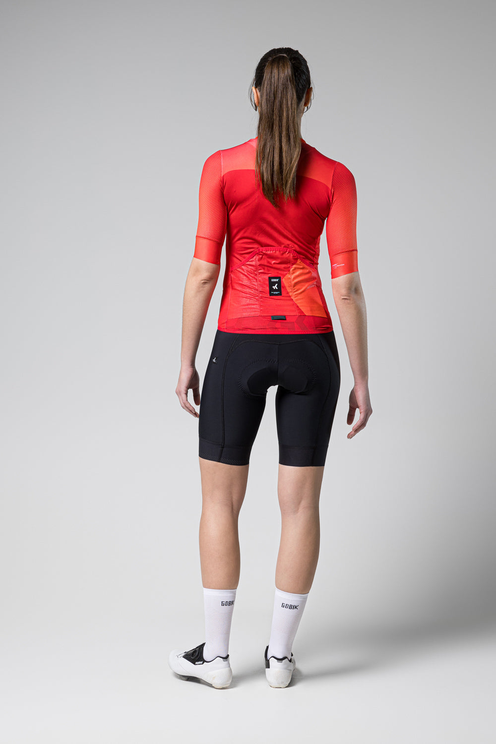 Gobik Carrera 2.0 short sleeve cycling jersey in cherry red colorway back view