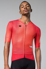 Gobik Carrera 2.0 short sleeve cycling jersey in cherry red with full zip