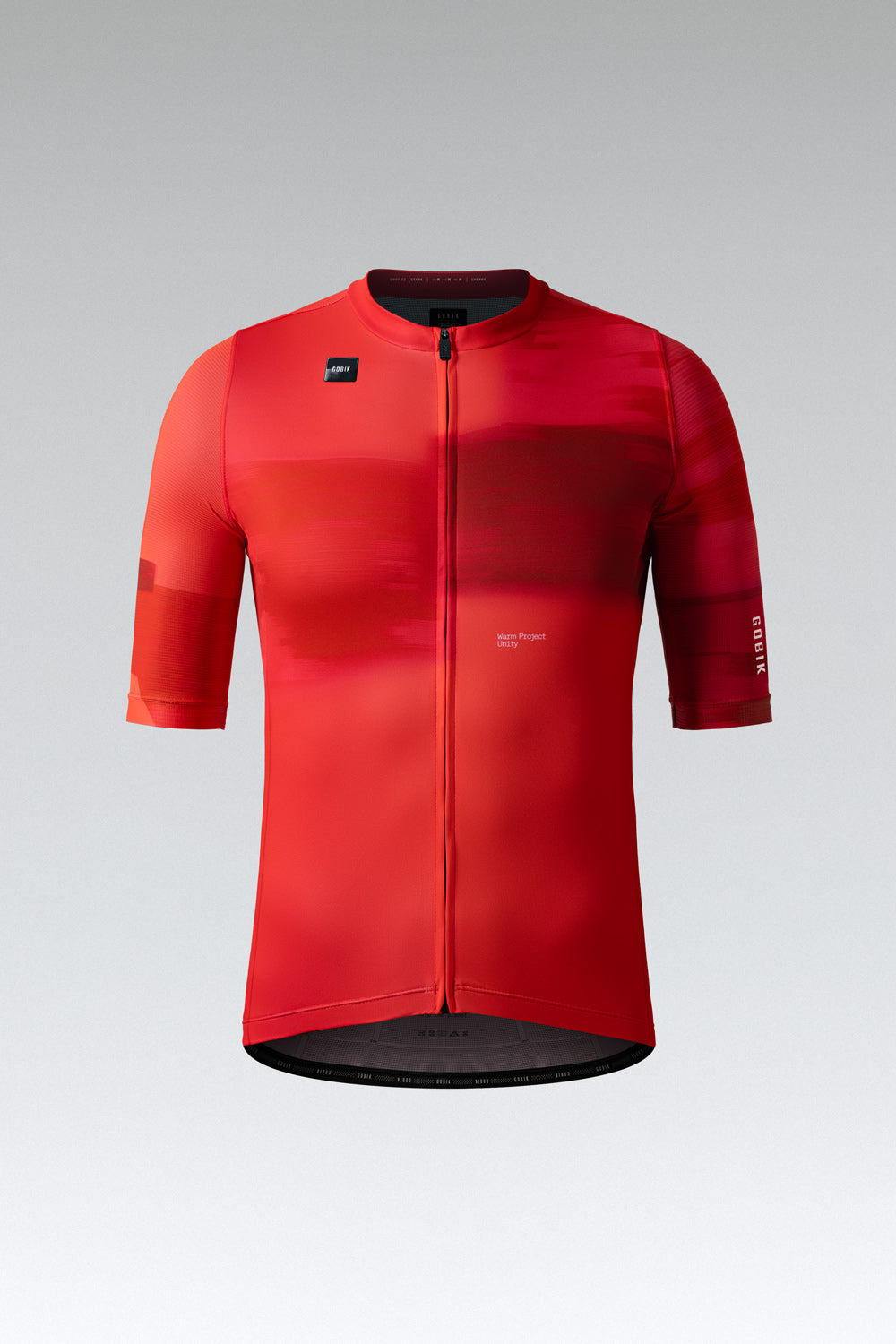 Gobik Stark men's cycling jersey in cherry red with gradient design and full zip