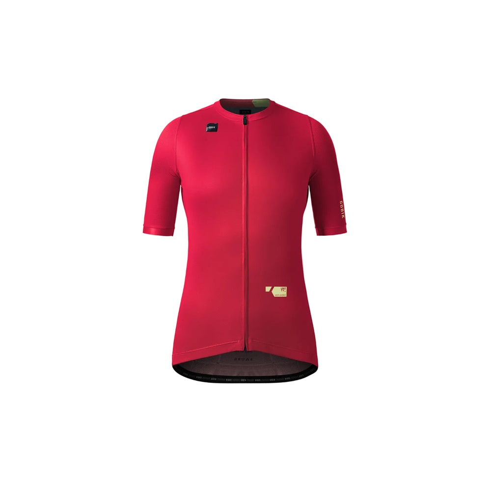 Gobik Stark women's cycling jersey in azalea red with full zip