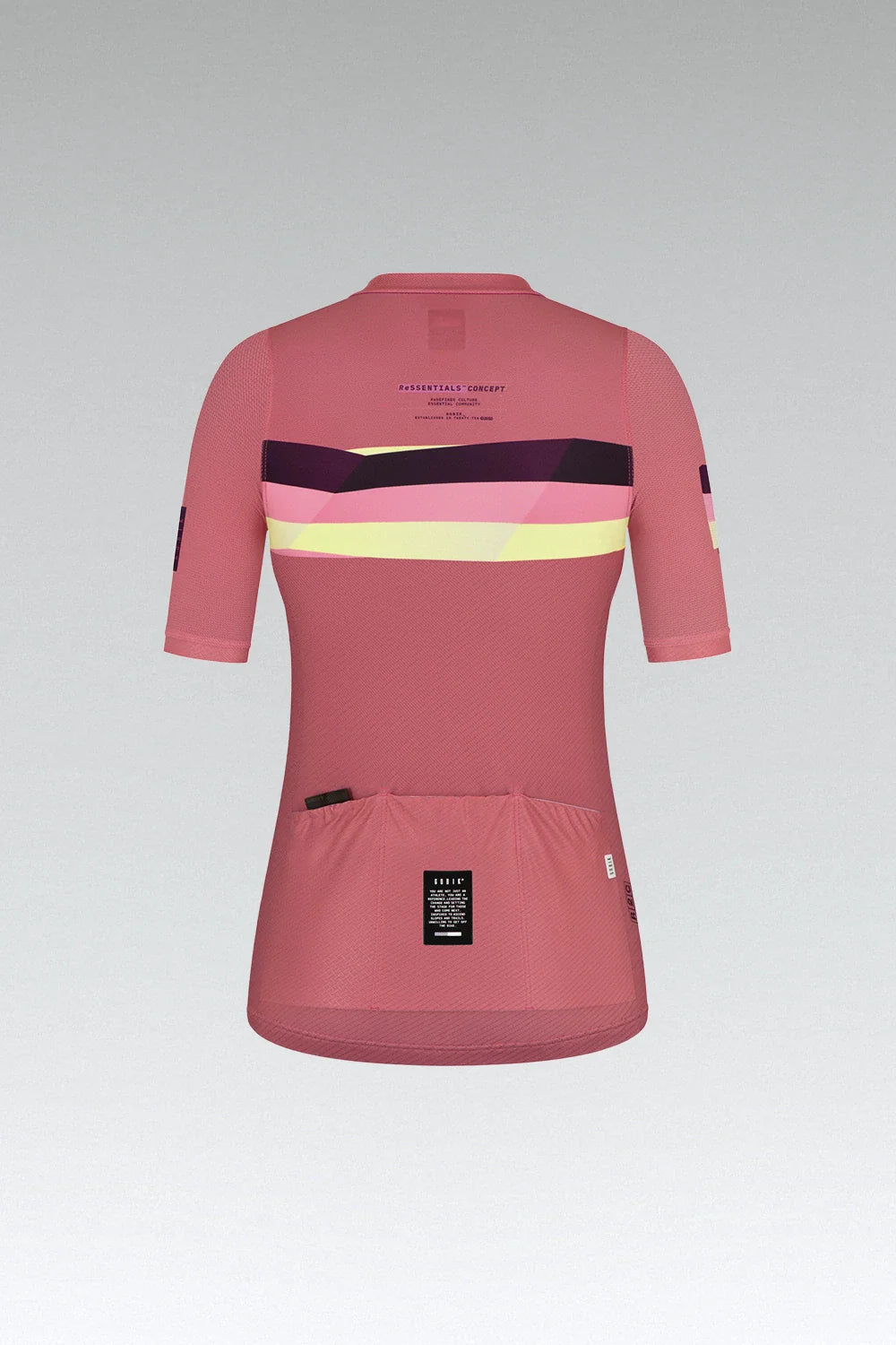 Gobik Stark women's cycling jersey in rapture rose with colorful chest stripes