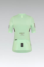 Gobik Stark women's cycling jersey in seamint green, back view showing pockets