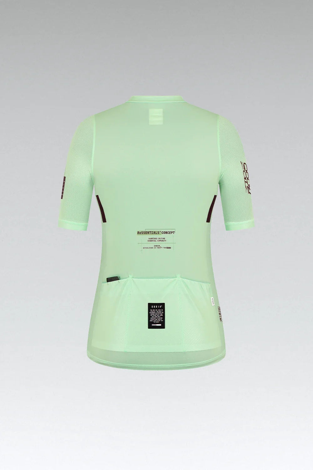 Gobik Stark women's cycling jersey in seamint green, back view showing pockets