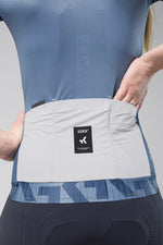 GOBIK Infinity cycling jersey in blue and gray Command colorway with brand label
