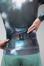 Gobik CX Pro 2.0 long sleeve cycling jersey in holographic Leda colorway with back support belt