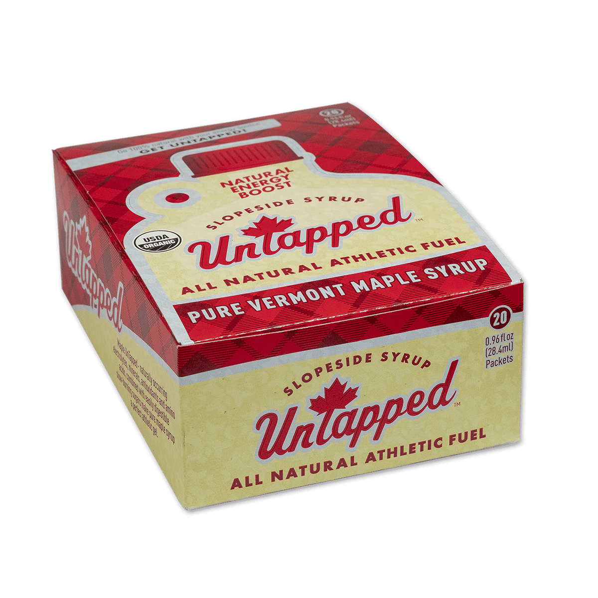 UnTapped Slopeside Syrup Pure Vermont Maple Syrup 20-packet box, all natural athletic fuel