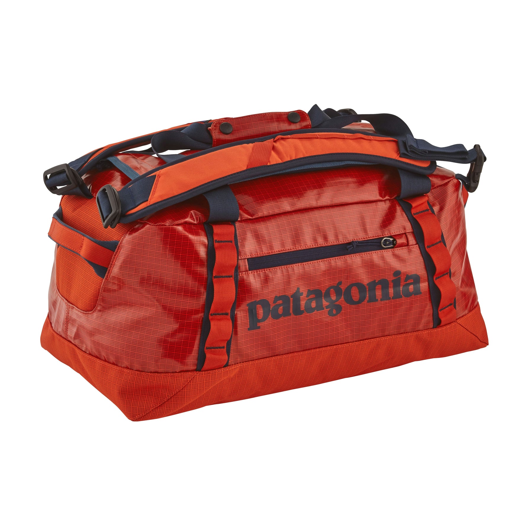 Patagonia Black Hole Duffel 45L in Paintbrush Red with backpack straps