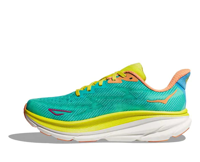 Men's HOKA Clifton 9 running shoe in Ceramic Evening Primrose colorway side view