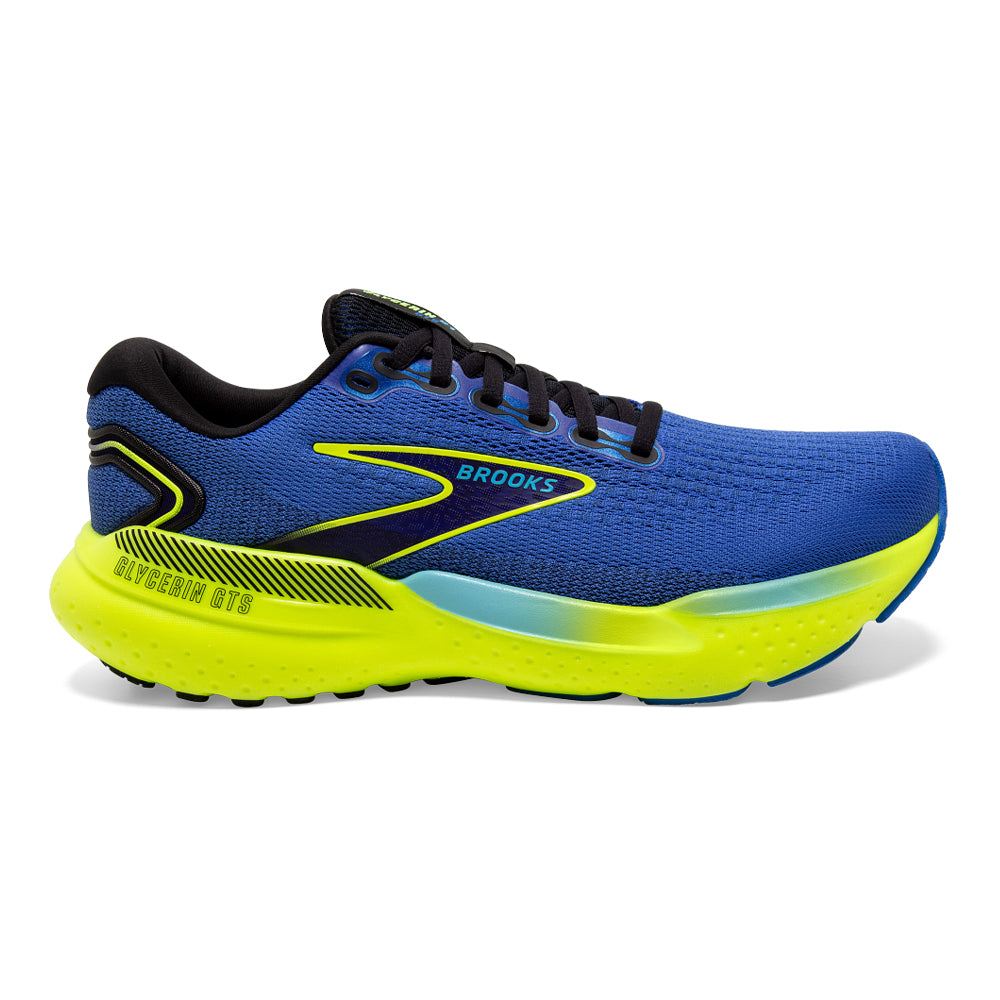 Brooks Glycerin GTS 21 men's running shoe in blue nightlife black colorway