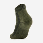 Thorlos hiking ankle sock in forest green with cushioned sole and ribbed cuff