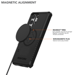 Rokform black Samsung Galaxy S23 Ultra case with magnetic ring and wireless charger