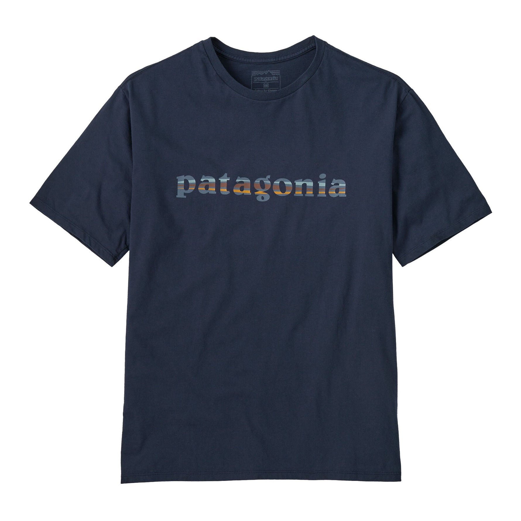 Patagonia Men's '73 Text Logo Organic T-Shirt in New Navy blue