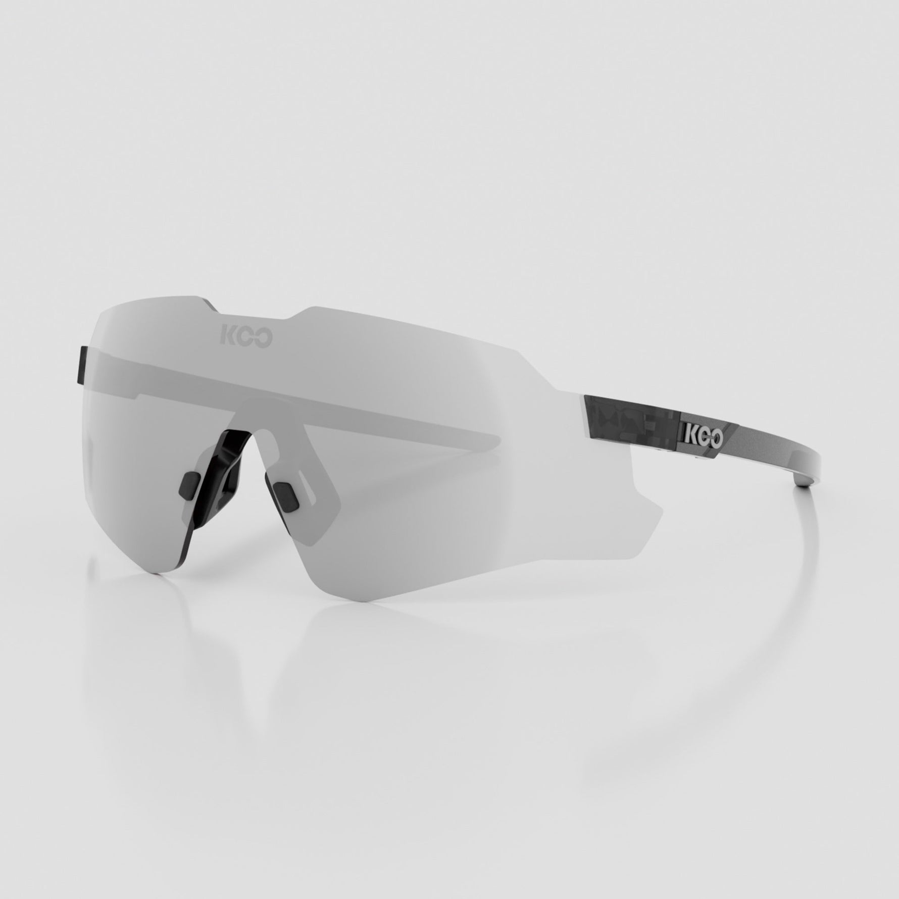 KOO Nebula sunglasses in Black Glass with Photochromic Graphite Mirror lens