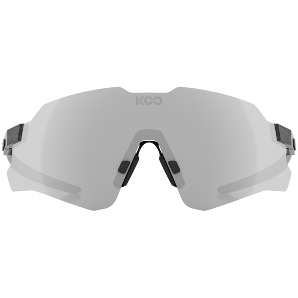 KOO Nebula sunglasses in black glass with photochromic graphite mirror lens front view