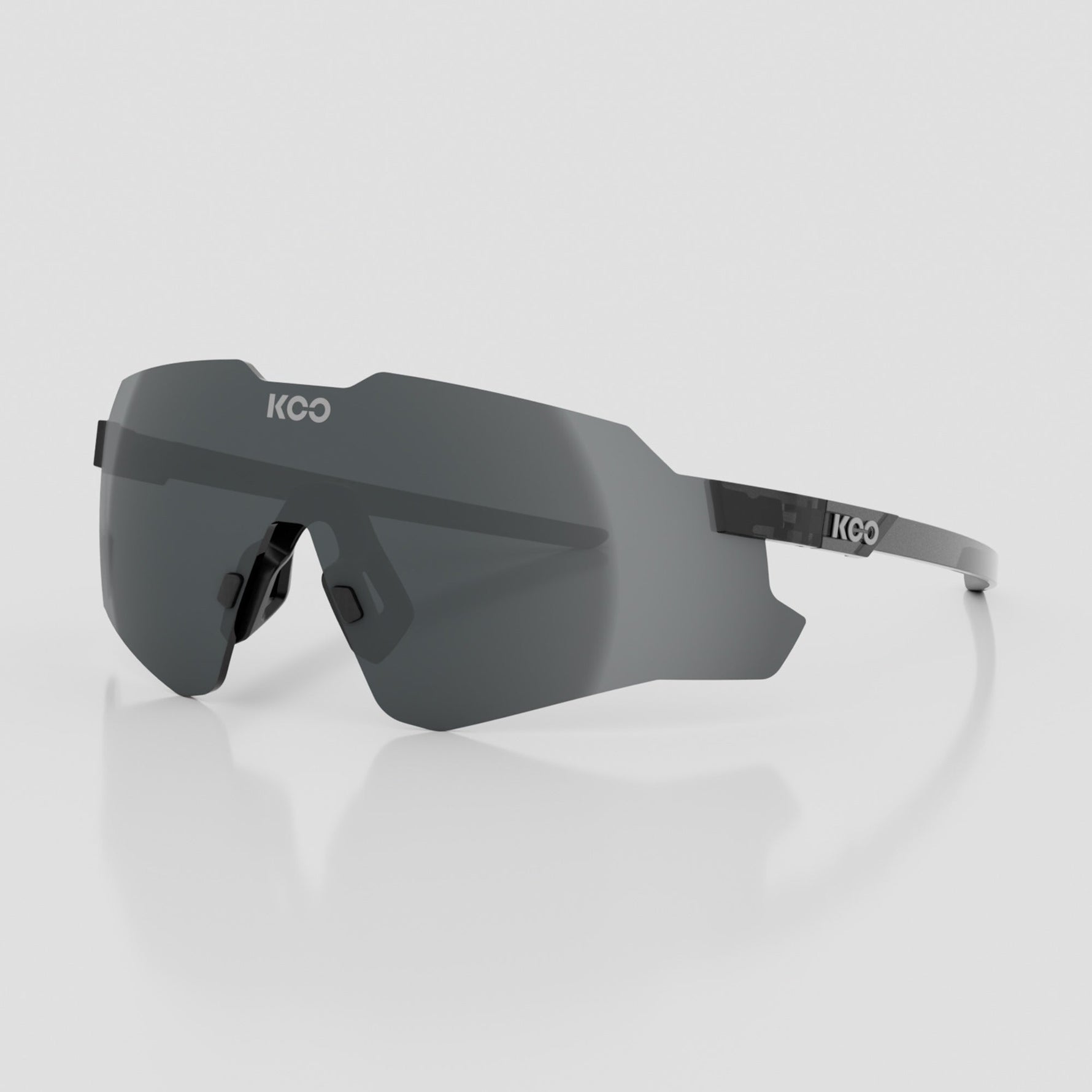 KOO Nebula sunglasses in black glass frame with graphite mirror lens